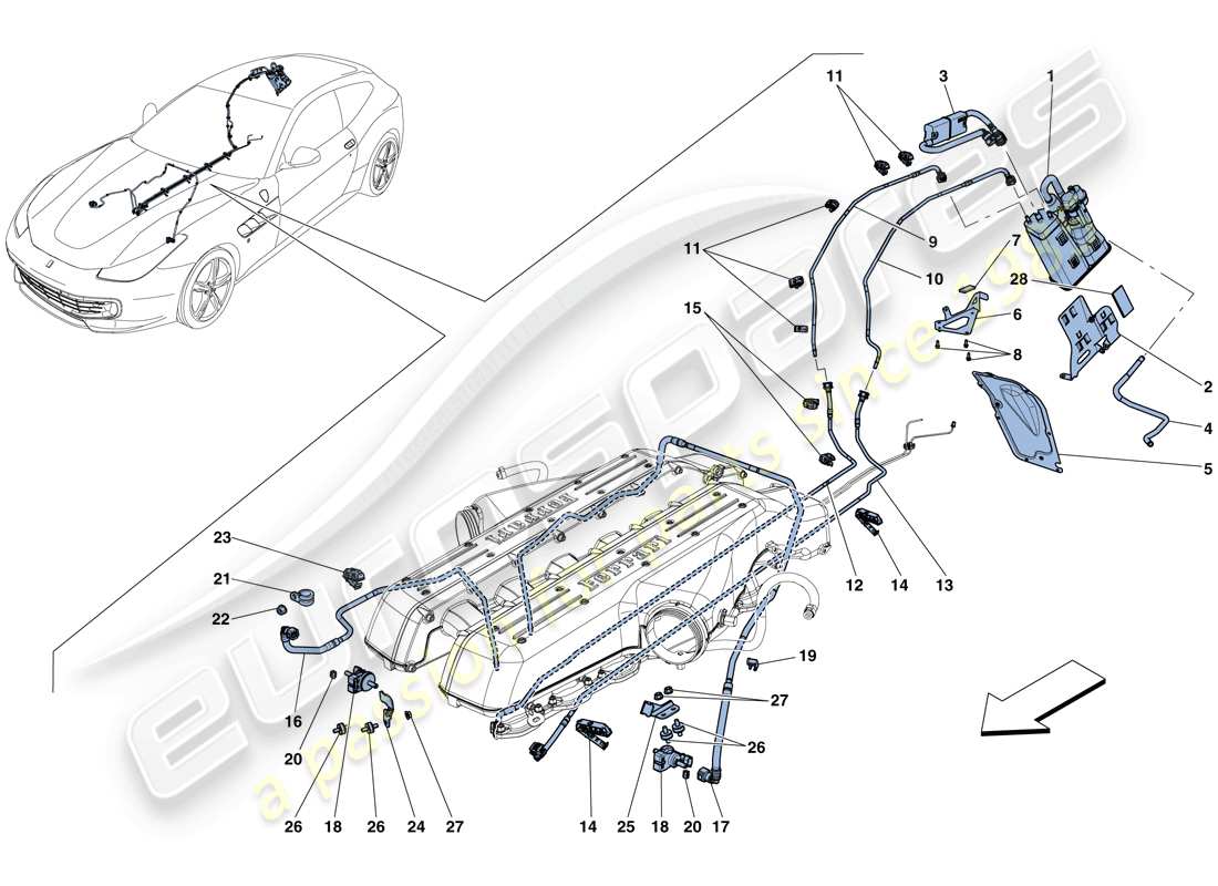 ferrari gtc4 lusso (rhd) evaporative emissions control system part diagram