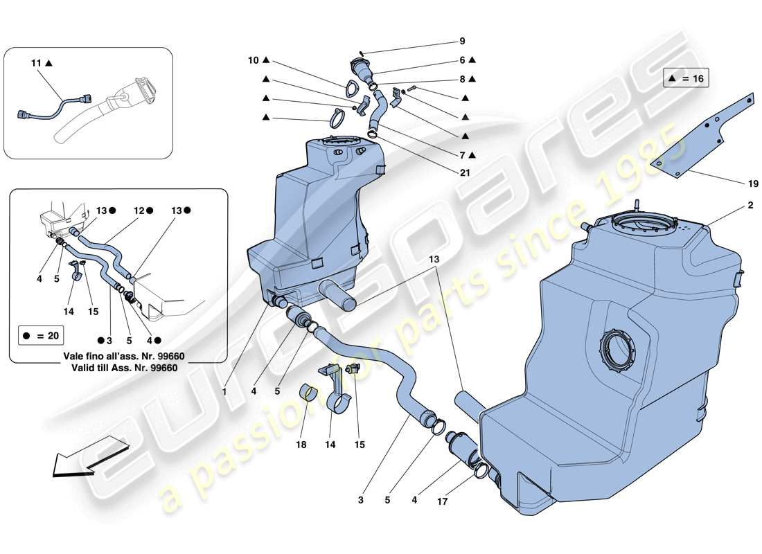 ferrari 458 italia (usa) fuel tanks and filler neck part diagram