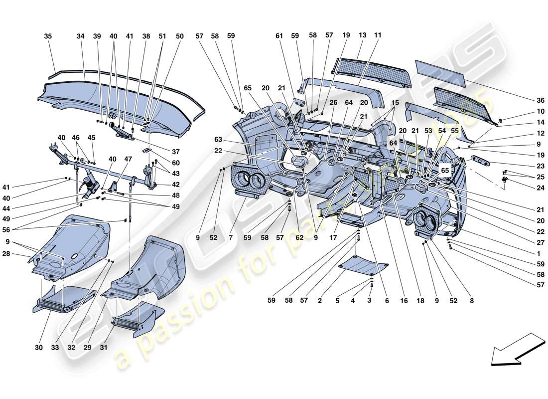 ferrari laferrari aperta (usa) rear bumper part diagram