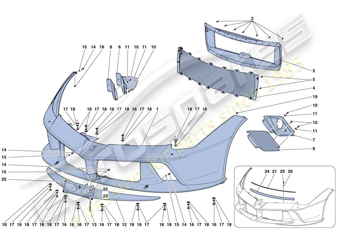 ferrari laferrari aperta (usa) front bumper part diagram