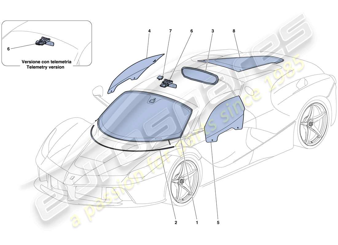 ferrari laferrari aperta (europe) windows and screens part diagram