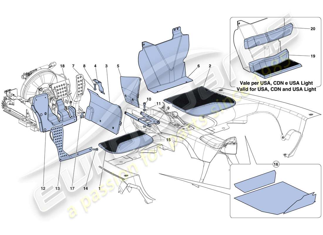 ferrari laferrari aperta (usa) passenger compartment mats part diagram