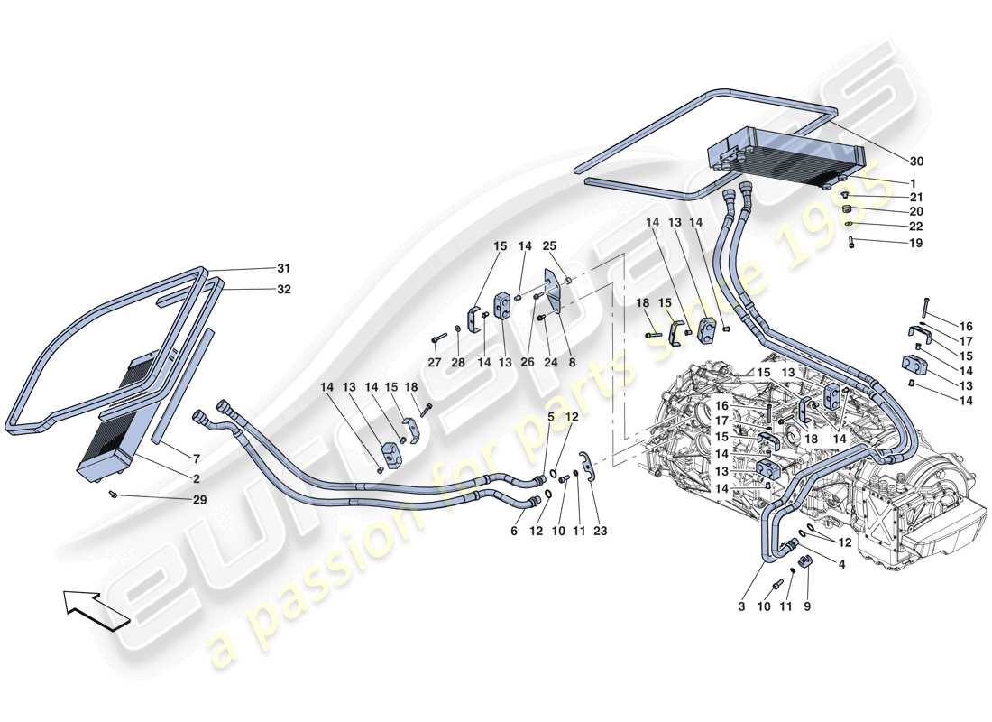 ferrari laferrari aperta (usa) gearbox oil cooling system part diagram