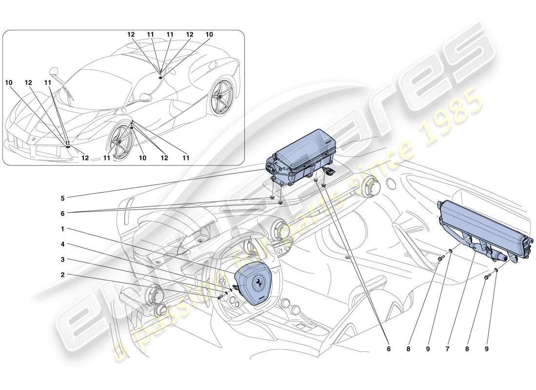 ferrari laferrari aperta (usa) airbags part diagram