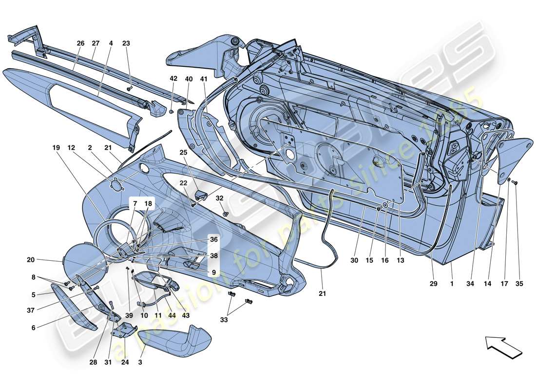 ferrari laferrari aperta (europe) doors - substructure and trim part diagram