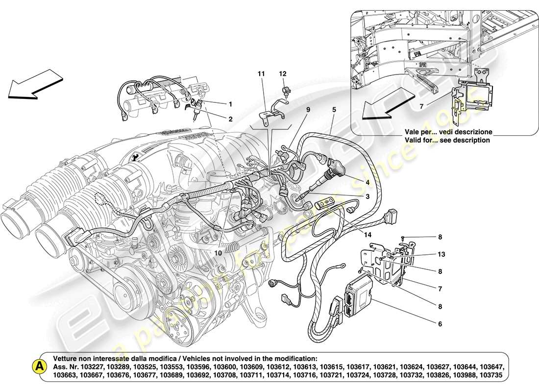 ferrari california (europe) left hand injection system - ignition part diagram