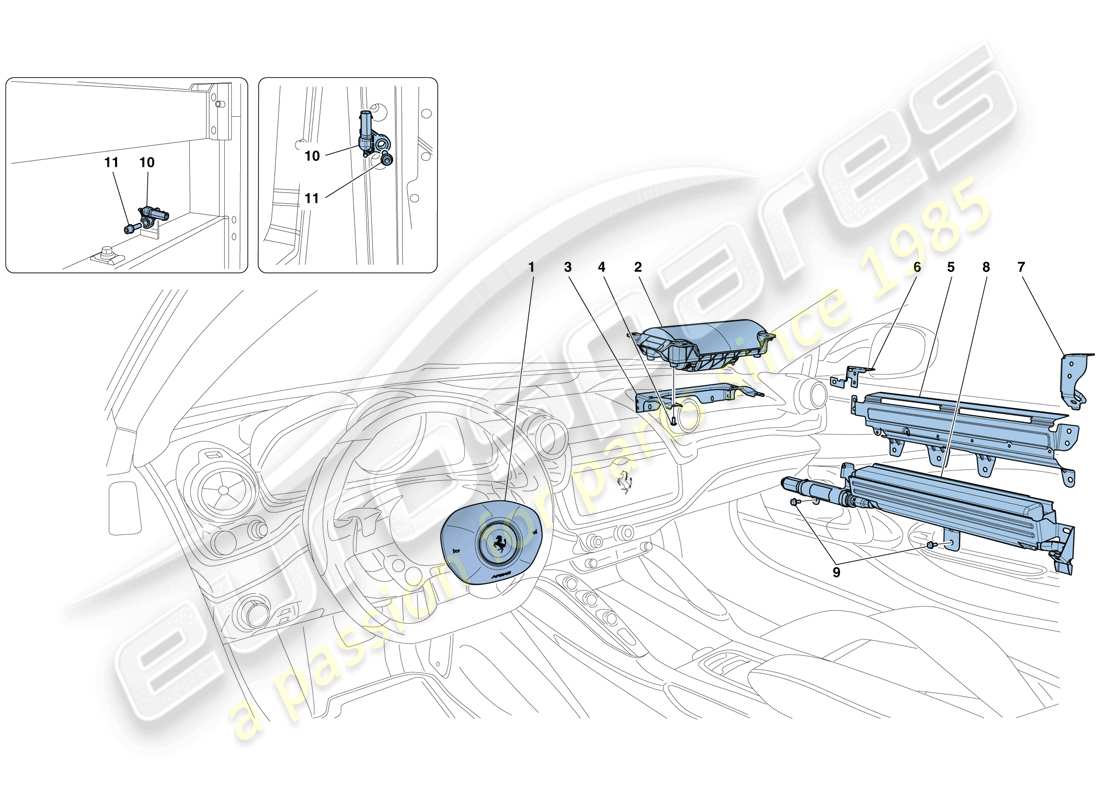 ferrari gtc4 lusso t (rhd) airbags part diagram