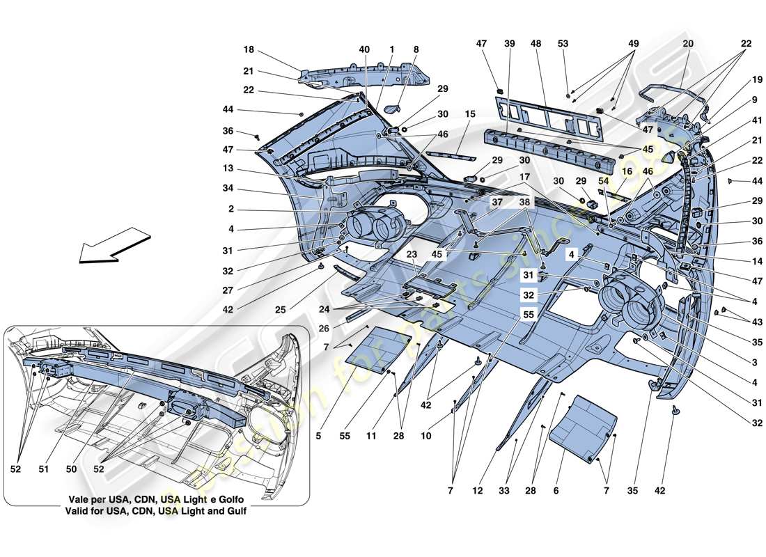 ferrari california t (europe) rear bumper part diagram