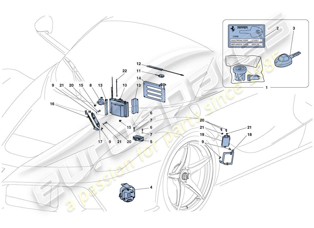 ferrari laferrari aperta (usa) antitheft system part diagram