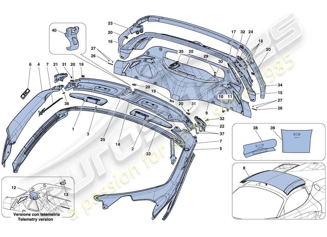 ferrari laferrari aperta (usa) headliner trim and accessories part diagram