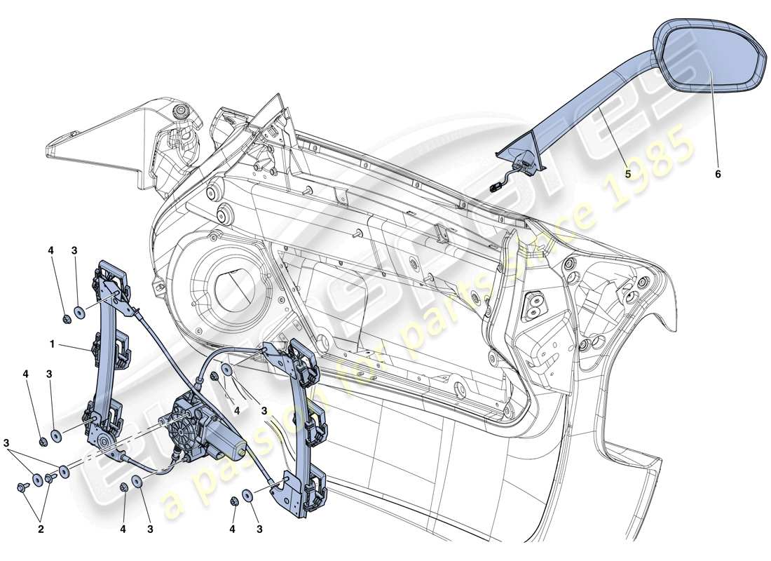 ferrari laferrari aperta (usa) doors - power window and rear view mirror part diagram