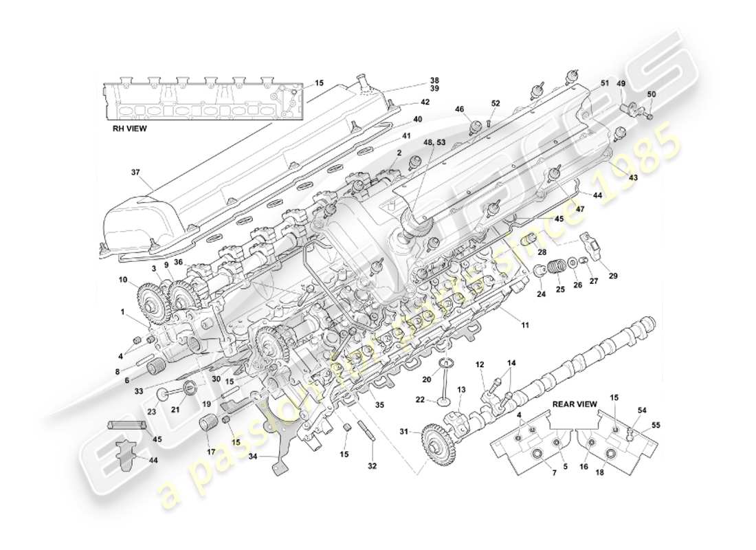 aston martin db7 vantage (2004) cylinder head part diagram