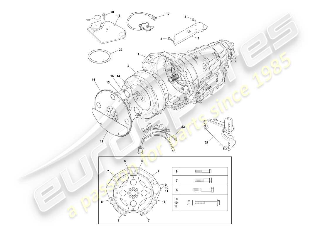 aston martin db7 vantage (2004) automatic transmission, torque converter part diagram