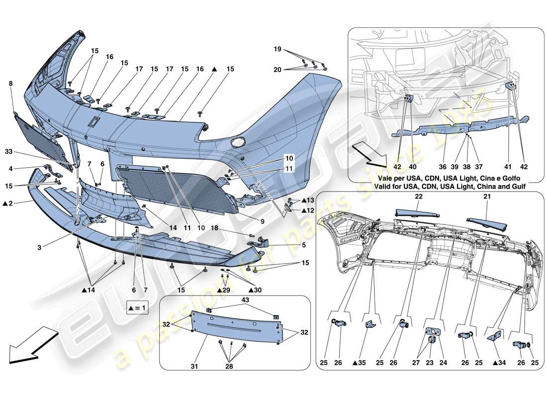 ferrari 488 gtb (rhd) front bumper part diagram