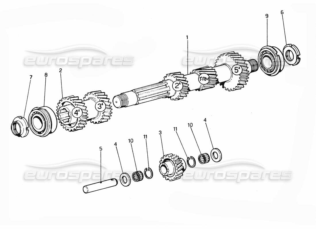 ferrari 365 gtc4 (mechanical) primary gears - revision part diagram