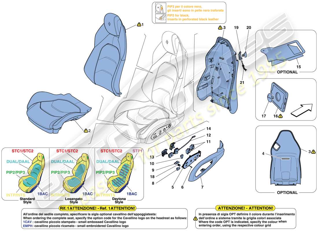 ferrari gtc4 lusso t (rhd) front seat - trim and accessories part diagram