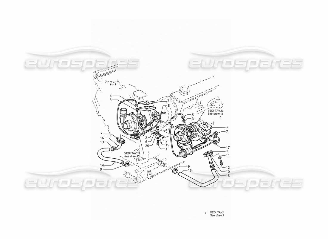 maserati ghibli 2.8 (abs) turboblowers lubrication part diagram