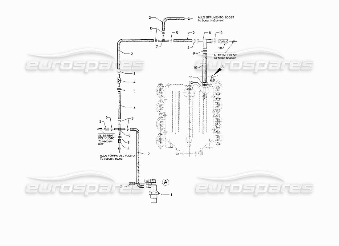 maserati qtp v8 (1998) auxiliary services vacuum system (lhd) part diagram