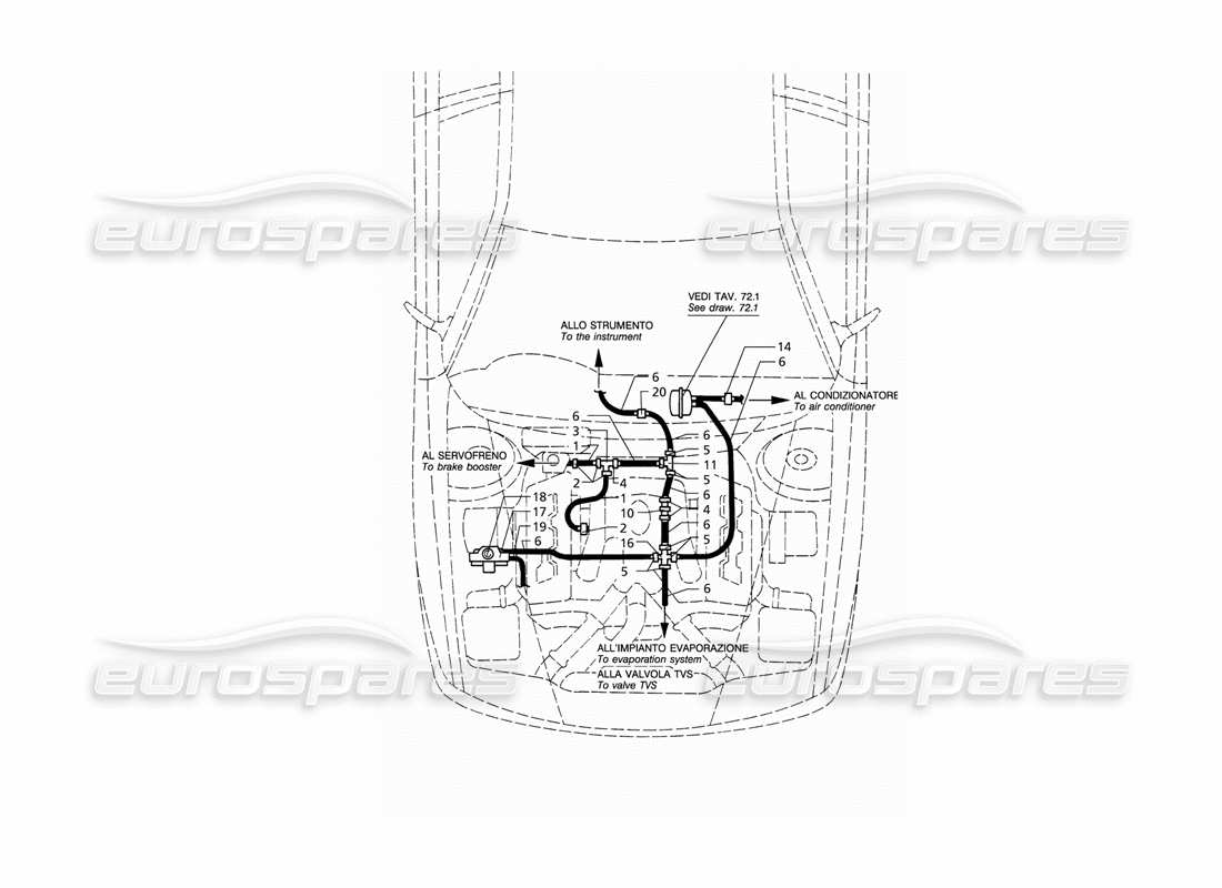 maserati qtp v6 (1996) vacuum system (rhd) parts diagram