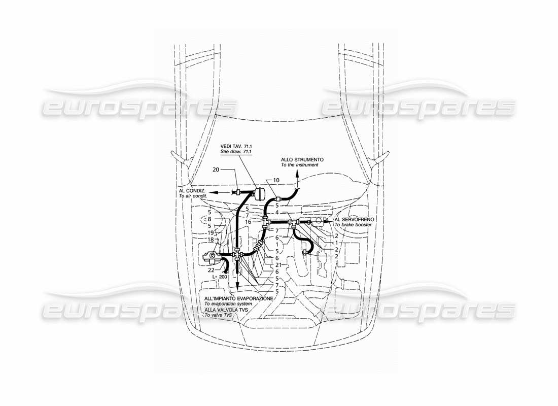 maserati qtp v6 (1996) vacuum system (lhd) parts diagram