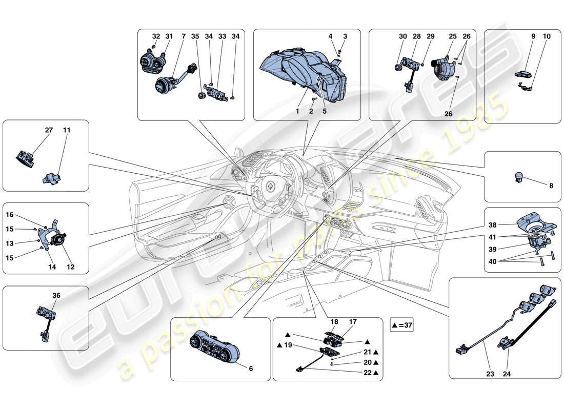 a part diagram from the ferrari 488 gtb (europe) parts catalogue