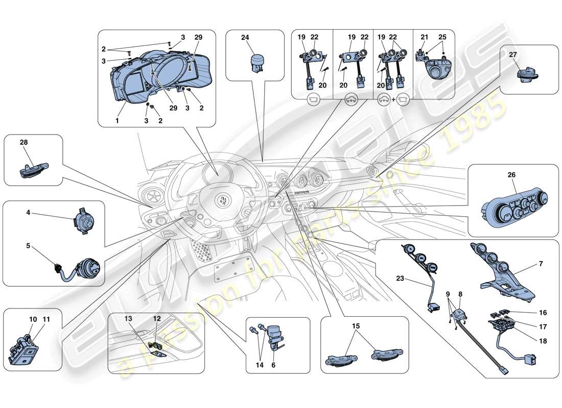 a part diagram from the ferrari f12 tdf (rhd) parts catalogue