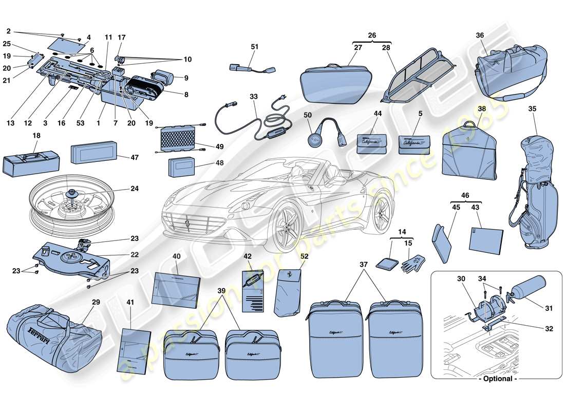 a part diagram from the ferrari california t (rhd) parts catalogue