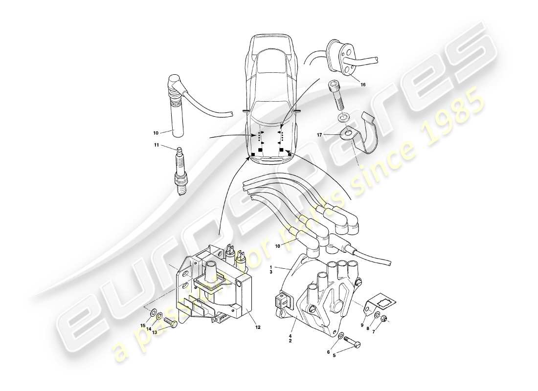 a part diagram from the aston martin v8 coupe (2000) parts catalogue