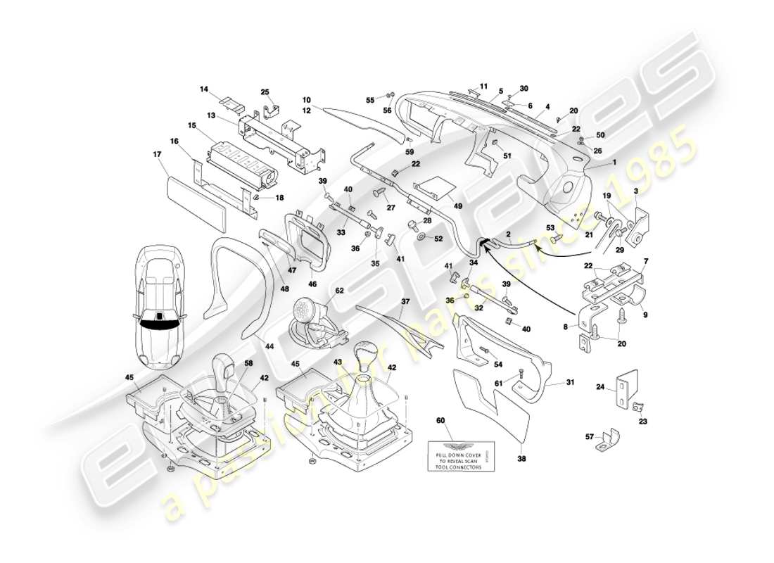 a part diagram from the aston martin db7 vantage (2001) parts catalogue