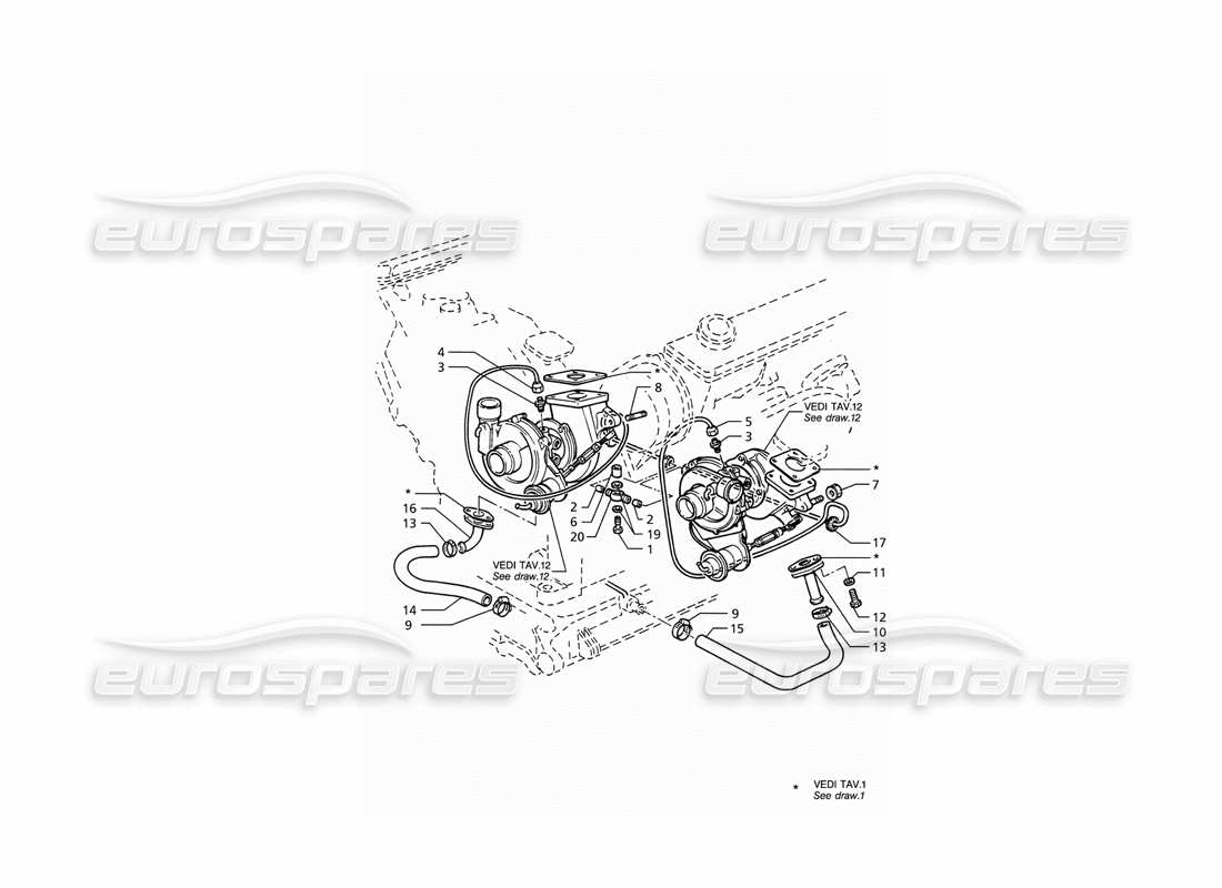 a part diagram from the maserati ghibli 2.8 gt (variante) parts catalogue