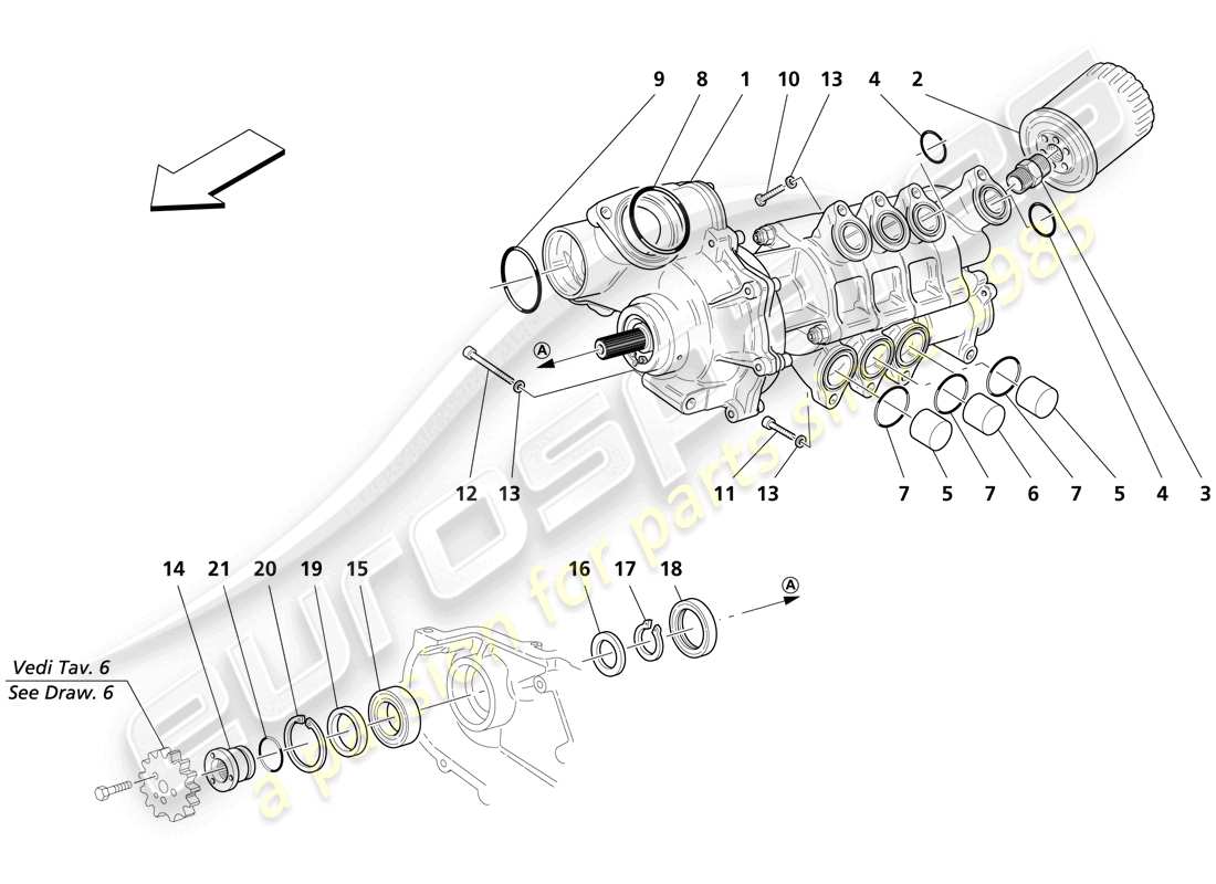 a part diagram from the maserati trofeo parts catalogue