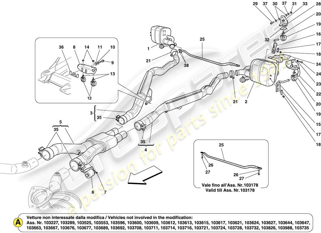 a part diagram from the ferrari california (rhd) parts catalogue