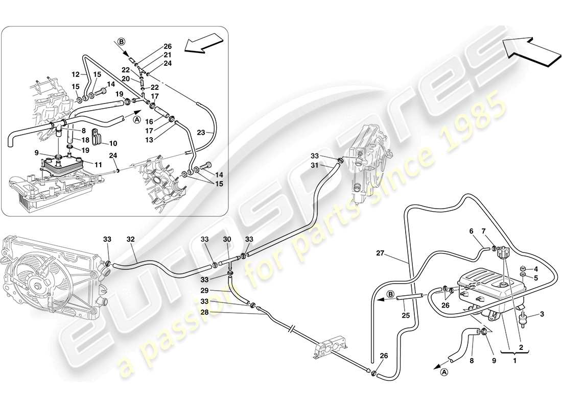 a part diagram from the ferrari f430 coupe (rhd) parts catalogue