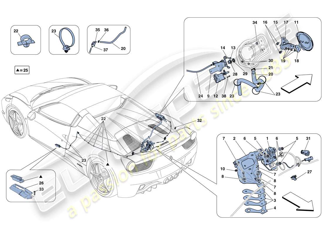 a part diagram from the ferrari 458 spider (usa) parts catalogue