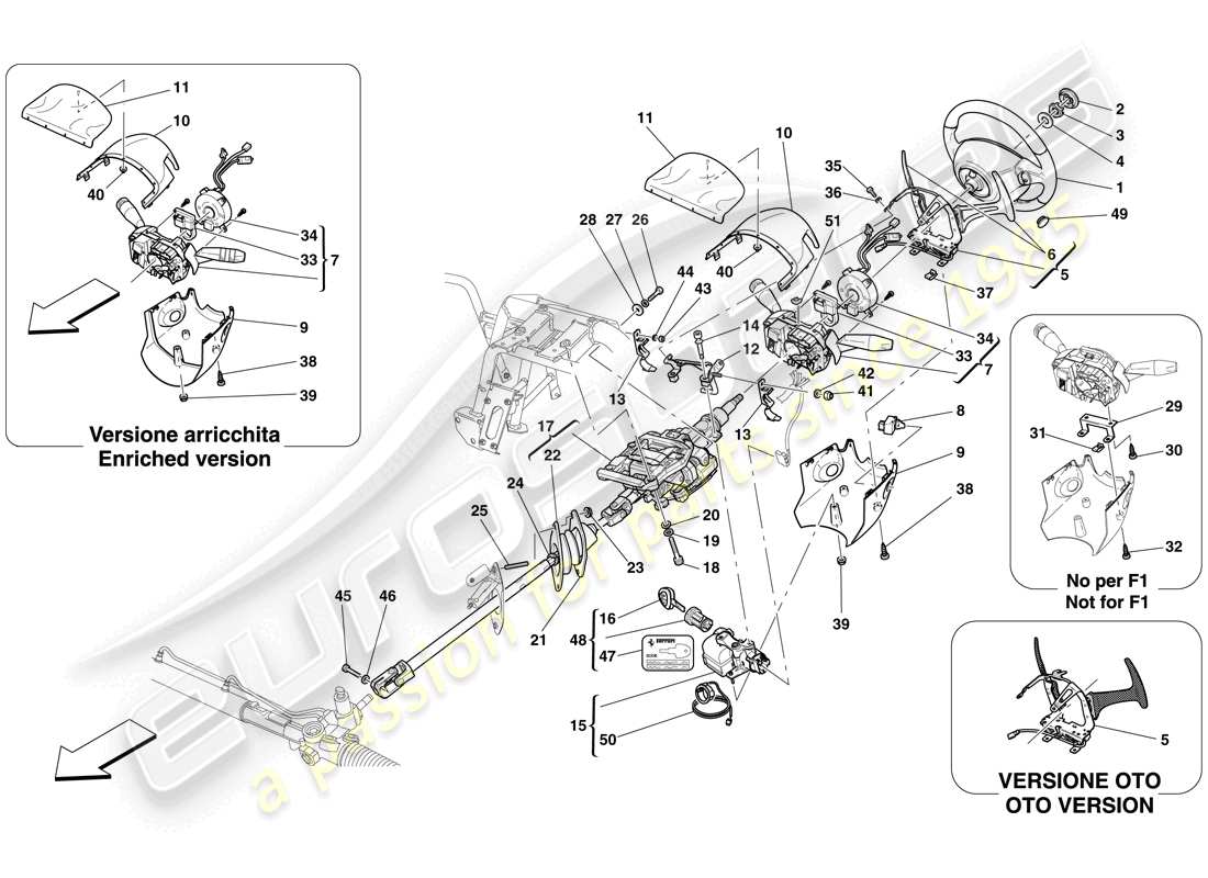 ferrari 612 sessanta (europe) steering control part diagram