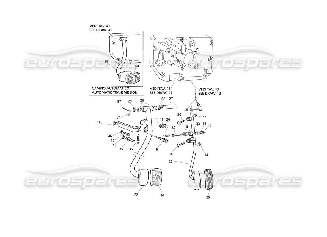 maserati qtp v8 evoluzione brake and accelerator pedals (lh drive) part diagram