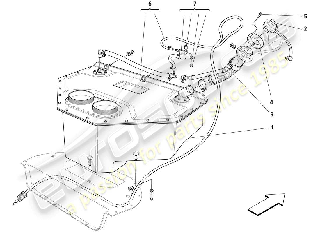 maserati trofeo fuel tanks and union part diagram