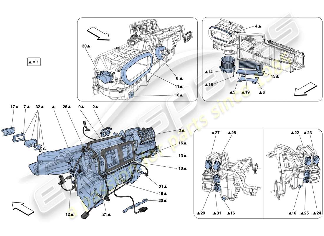 ferrari f12 berlinetta (rhd) evaporator unit part diagram