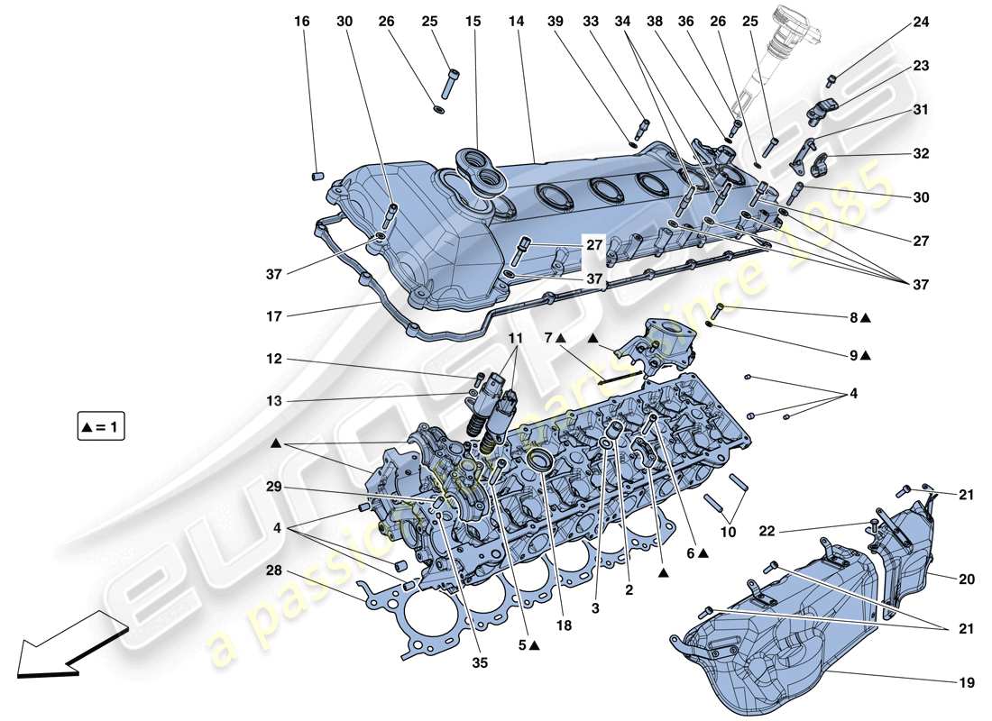 ferrari 812 superfast (europe) left hand cylinder head part diagram