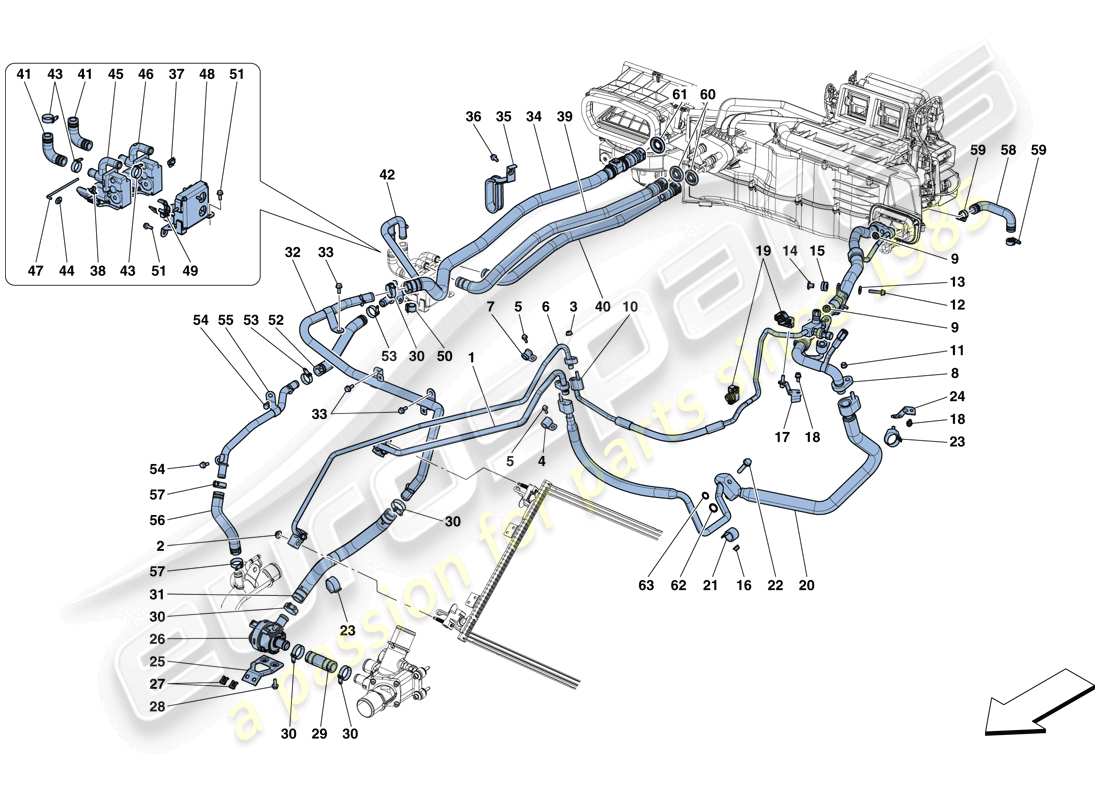 ferrari 812 superfast (europe) ac system - water and freon part diagram