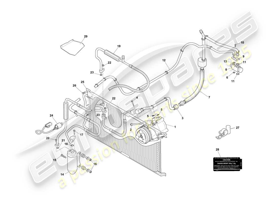 aston martin db7 vantage (2004) engine compartment installation part diagram