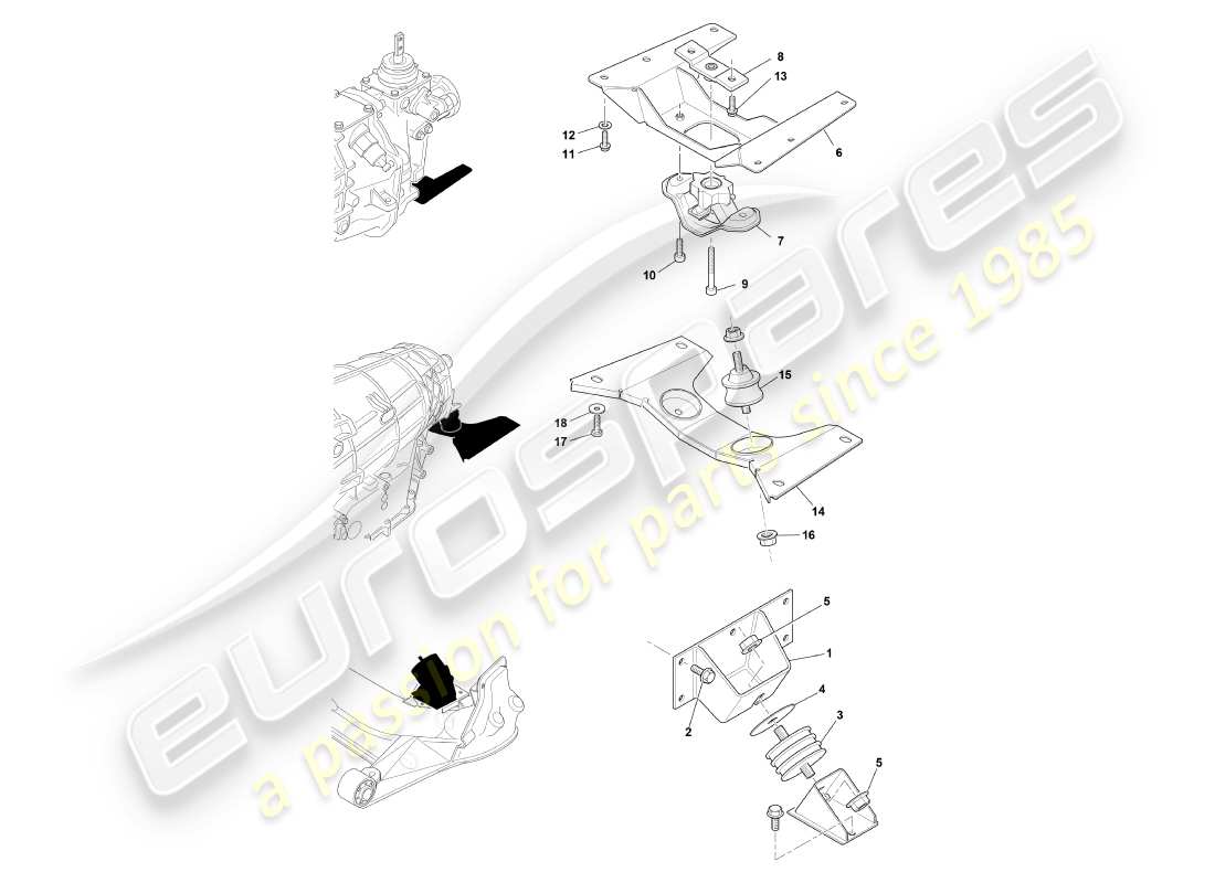 aston martin db7 vantage (2004) engine mountings part diagram