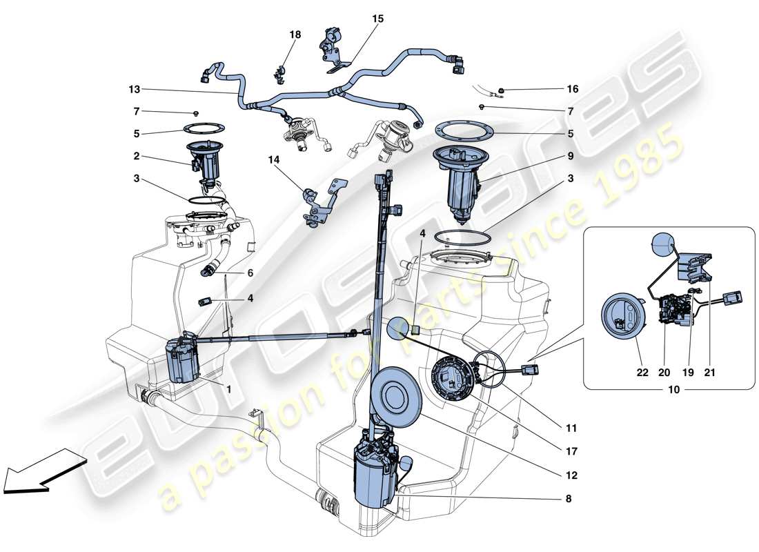 ferrari 458 speciale aperta (usa) fuel system pumps and pipes part diagram