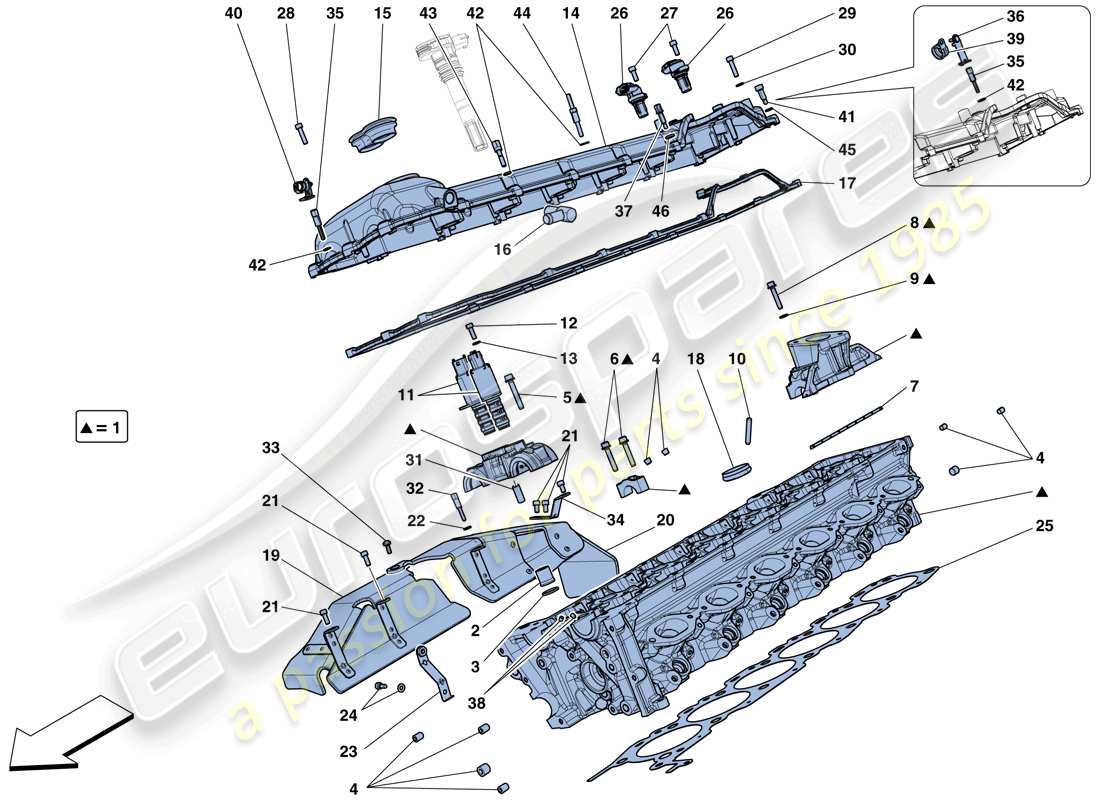 ferrari f12 tdf (usa) right hand cylinder head part diagram