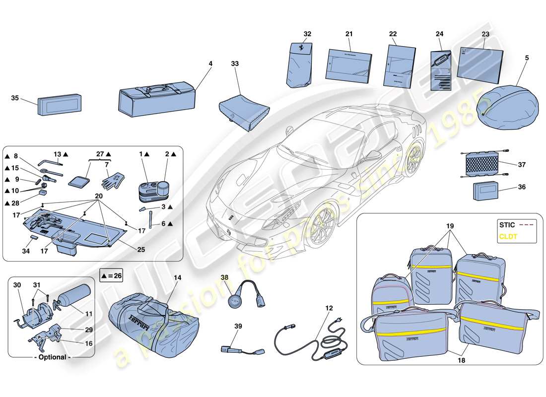 ferrari f12 tdf (usa) tools and accessories provided with vehicle part diagram