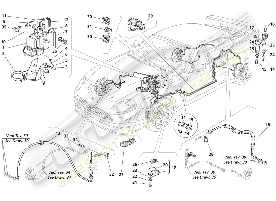 maserati trofeo braking system part diagram