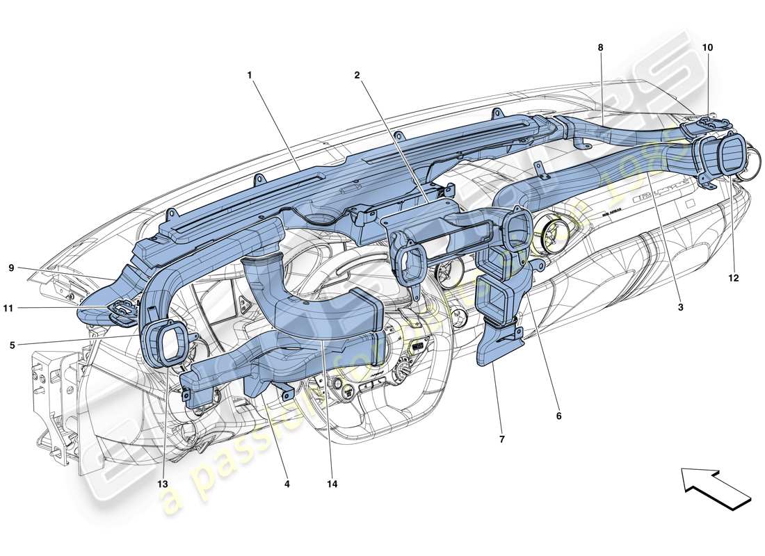 ferrari 812 superfast (europe) dashboard air ducts part diagram