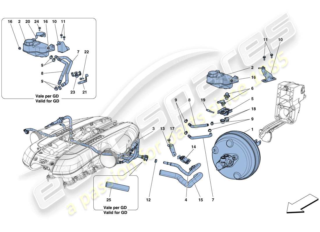 ferrari 812 superfast (europe) servo brake system part diagram