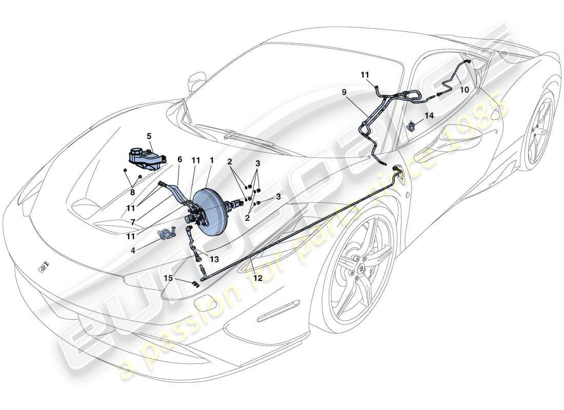 ferrari 458 speciale (rhd) servo brake system part diagram