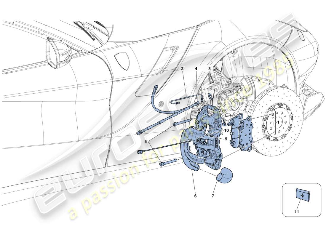 ferrari f12 tdf (rhd) front brake callipers part diagram